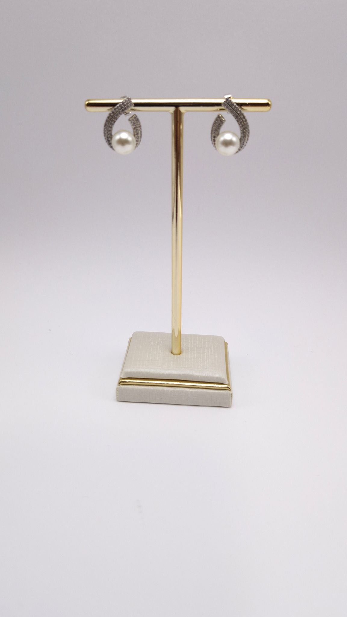 Brinco de Pérola e Zircônias Prata 925