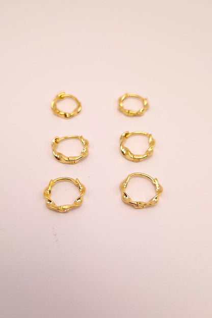 Brincos trio de argolas três furos Bia