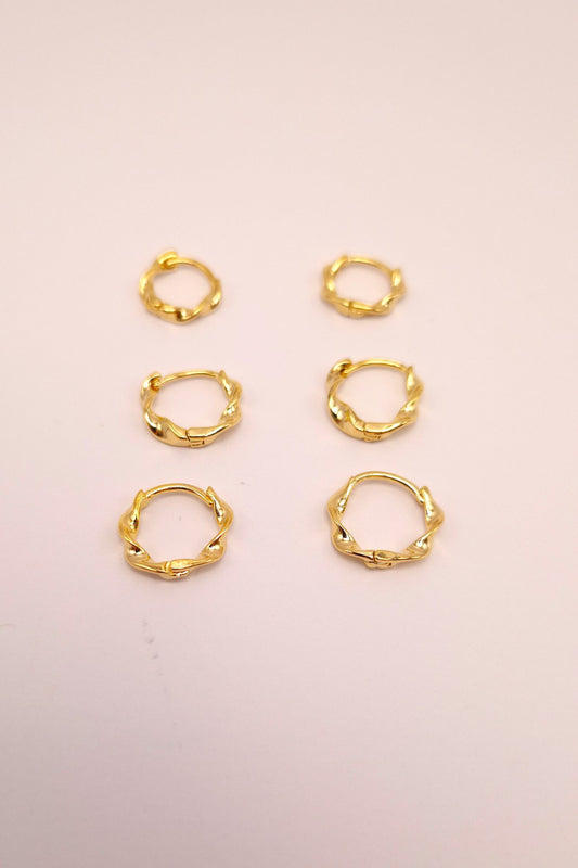 Brincos trio de argolas três furos Bia