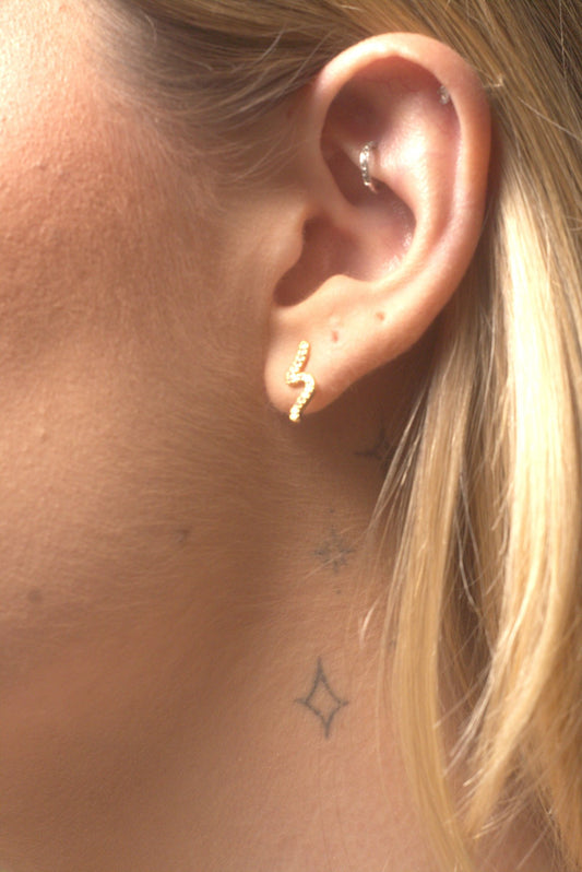Brinco Relâmpago Folheado a Ouro 18K