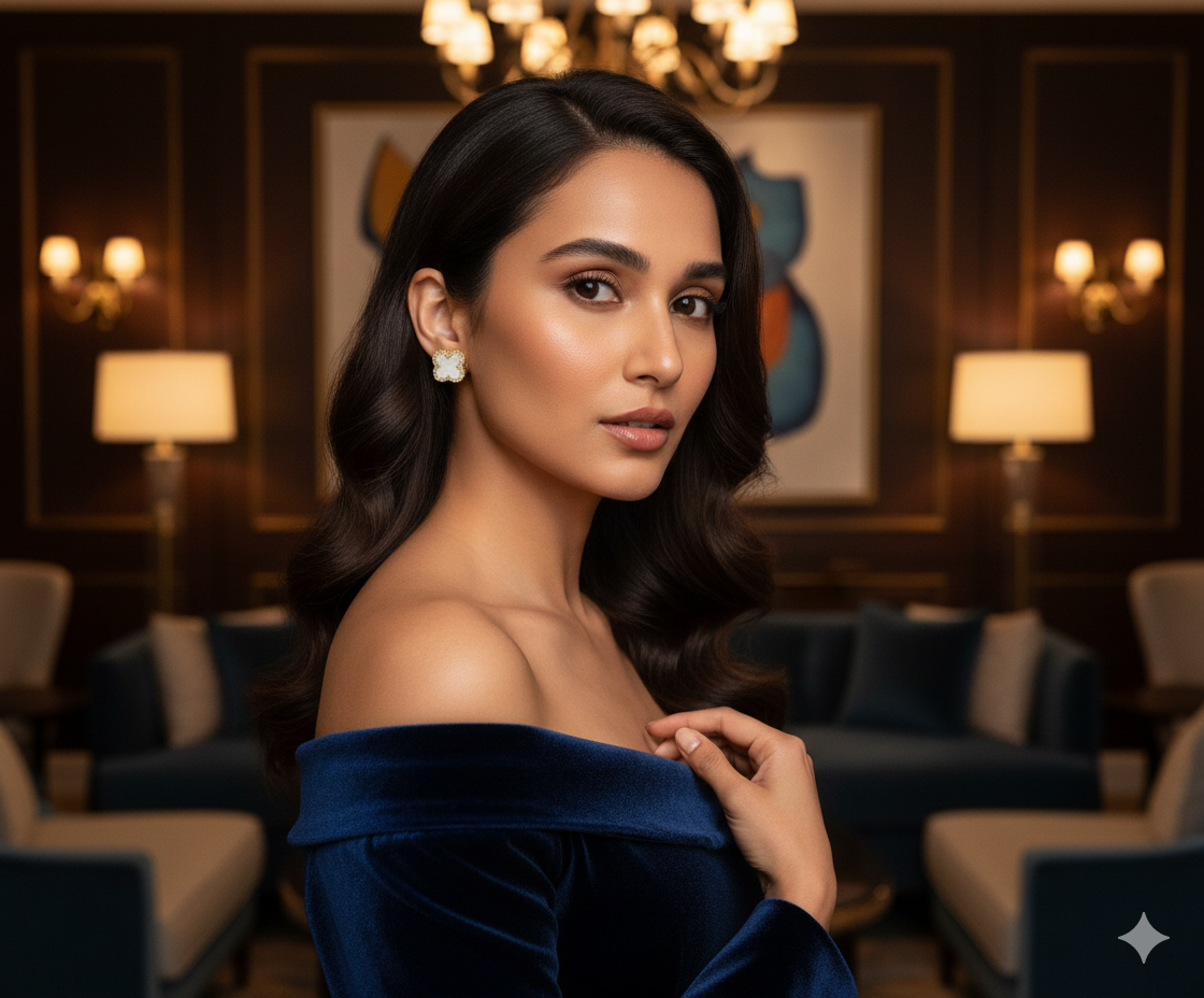 Brinco Trevo  perolado Mariana