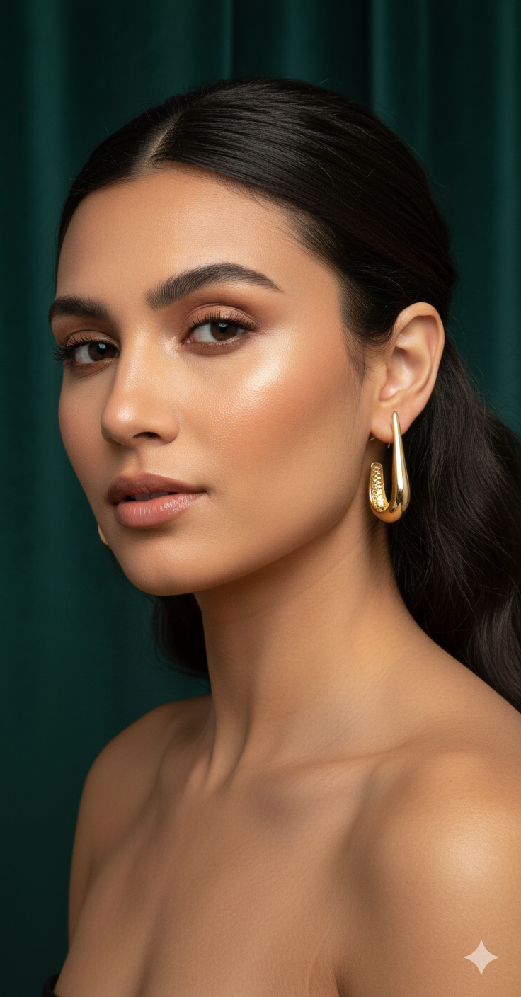 Brinco alongado folheado a ouro Juliana