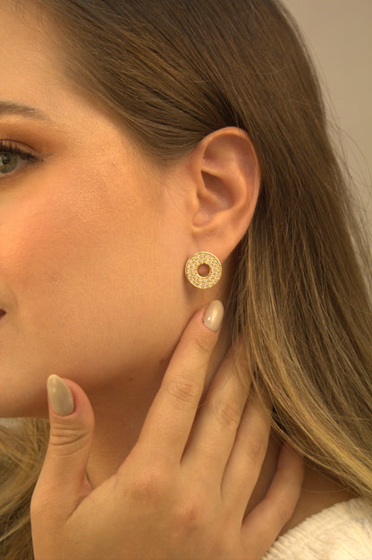 Brinco Disco Vazado Folheado a Ouro Anny